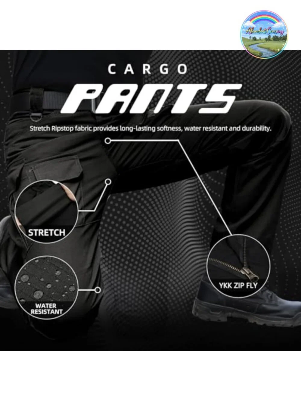 Men's Stretch Tactical Cargo Pants Ripstop Water Resistant Multi-Pocket Work
